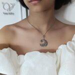 مدال نقره زنانه سنگ اونیکس مشکی ظریف و مینیمال کد 5255 - Image 3