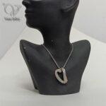 نیم ست نقره زنانه طرح قلب تو خالی و فانتزی نگین اتمی کد 8816 - Image 2