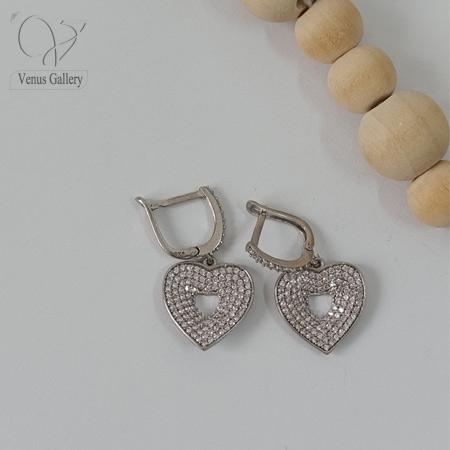 5-6.jpg گوشواره نقره جواهری دخترانه طرح قلب پرنگین کد8249 - Image 1