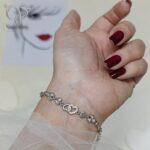 دستبند نقره دخترانه طرح جواهری مدل قلب  و شبدر خوش شانسی کد5843 - Image 2