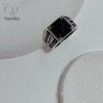 انگشتر نقره مردانه ترک با نگینهای اتمی مشکی کد5316 - Image 2