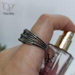 انگشتر نقره مردانه سیاه قلم ترک با سنگ اونیکس تراش طرح برگ فاخر کد8403 - Image 3