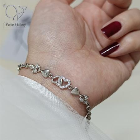 6-12.jpg دستبند نقره دخترانه طرح جواهری مدل قلب و شبدر خوش شانسی کد5843 - Image 1