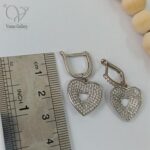 گوشواره نقره جواهری دخترانه طرح قلب پرنگین کد8249 - Image 2