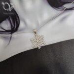 گردنبند نقره زنانه مدل دونه برفی جواهری و براق کد 9053 - Image 3