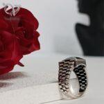 انگشتر نقره مردانه سنگ اونیکس چند وجهی مشکی ساخت ترکیه کد8589 - Image 2