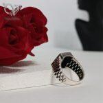 انگشتر نقره مردانه سنگ اونیکس چند وجهی مشکی ساخت ترکیه کد8589 - Image 3