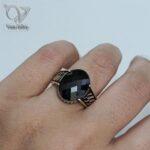 انگشتر نقره مردانه مدل کارتیر سنگ اونیکس چند وجهی بیضی کد 5464 - Image 4