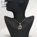 پلاک نقره دخترانه مدل نت موسیقی پر نگین کد 8522 - Image 3