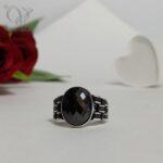 انگشتر نقره مردانه سنگ اونیکس مشکی چند وجهی بیضی ترکیه ای کد 5466 - Image 4