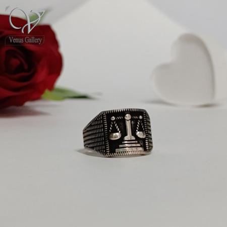 629.jpg انگشتر نقره مردانه ترازوی عدالت ساخت کشور ترکیه کد 5469 - Image 1