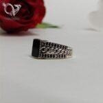 انگشتر نقره مردانه رکاب کارتیر ساخت کشور ترکیه سنگ اونیکس سطح صاف کد 5471 - Image 2