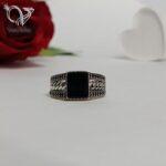 انگشتر نقره مردانه رکاب کارتیر ساخت کشور ترکیه سنگ اونیکس سطح صاف کد 5471