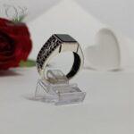 انگشتر نقره مردانه رکاب کارتیر ساخت کشور ترکیه سنگ اونیکس سطح صاف کد 5471 - Image 5