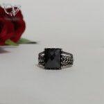 انگشتر نقره مردانه رکاب کارتیر سنگ اونیکس مشکی چندوجهی کد 5473 - Image 3