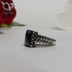 انگشتر نقره مردانه رکاب کارتیر سنگ اونیکس مشکی چندوجهی کد 5473 - Image 4