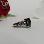 انگشتر نقره مردانه رکاب کارتیر سنگ اونیکس مشکی چندوجهی کد 5473 - Image 5