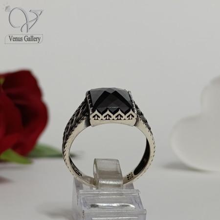 640.jpg انگشتر نقره مردانه رکاب کارتیر سنگ اونیکس مشکی چندوجهی کد 5473 - Image 1