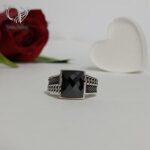 انگشتر نقره مردانه سنگ اونیکس چند وجهی مشکی مدل کارتیر کد 3616 - Image 3