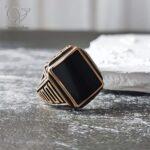 انگشتر مردانه طلاروس سنگ مشکی کد 4284
