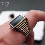 انگشتر مردانه طلاروس سنگ مشکی کد 4284 - Image 2