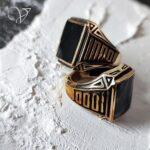 انگشتر مردانه طلاروس سنگ مشکی کد 4284 - Image 3