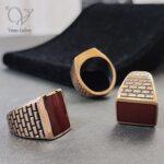 انگشتر مردانه طلاروس سنگ قهوه ای