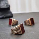 انگشتر مردانه طلاروس سنگ قهوه ای - Image 2