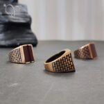 انگشتر مردانه طلاروس سنگ قهوه ای - Image 3