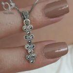 گردنبند نقره هانگ زنانه سیاه قلم نگین مارکازیت کد 8363