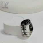 انگشتر نقره مردانه مدل ساعت مچی ترک با نگین اتمی مشکی مناسب آقایان جوان کد 5548 - Image 3