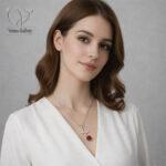 گردنبند گل رز نقره دخترانه / زنانه