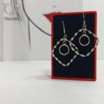 گوشواره نقره دخترانه طرح لوزی ، دایره تراش کد 8986 - Image 2