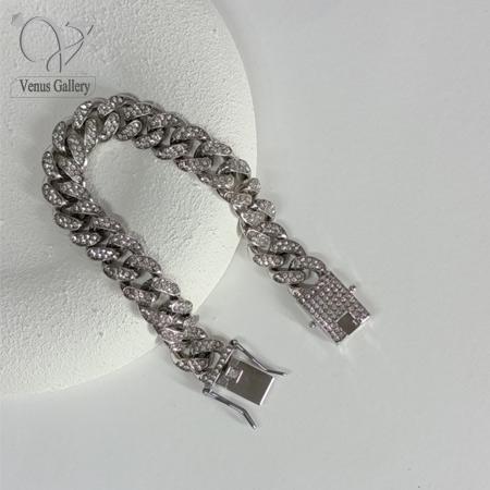 72-2.jpg دستبند کارتیر فول نگین 12 میل کد 9842 - Image 1