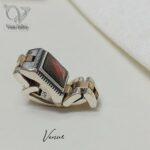 انگشتر نقره مردانه رکاب یند ساعتی رولکس با سنگ سنتتیک قرمز کد9911 - Image 5