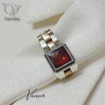 انگشتر نقره مردانه رکاب یند ساعتی رولکس با سنگ سنتتیک قرمز کد9911 - Image 4