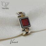 انگشتر نقره مردانه رکاب یند ساعتی رولکس با سنگ سنتتیک قرمز کد9911 - Image 3