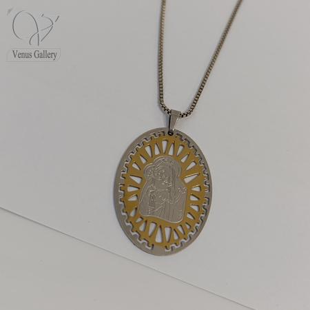78.jpg مدال مریم مقدس استیل رنگ طلایی کد 7048 - Image 3