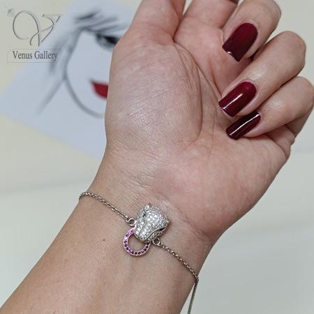 8-2-2.jpg دستبند نقره زنجیری طرح تایگر کد 9225 - Image 1