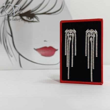 8-7.jpg گوشواره نقره دخترانه مدل آبشاری پر نگین کد 9065 - Image 1