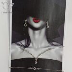 سرویس نقره نگین آبی زنانه طرح اشکی کد 9143