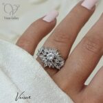 انگشتر نقره زنانه پرنگین و جواهری کد 10105