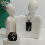 ست گردنبند و انگشتر نقره مردانه طرح عقاب تمام مشکی با نگینهای اتمی کد 8393 - Image 2