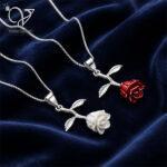 گردنبند گل رز نقره دخترانه / زنانه