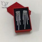 گوشواره نقره دخترانه مدل آبشاری پر نگین کد 9065 - Image 2