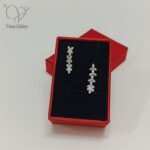 گوشواره نقره تراش دخترانه طرح شکوفه کد 9131 - Image 2
