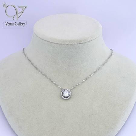 90.jpg گردنبند نقره دخترانه تک نگین جواهری کد7948 - Image 1