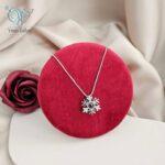 گردنبند نقره تلسکوپی به صد زبان دنیا دوستت دارم طرح دونه برف کد 5208