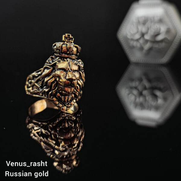 انگشتر طلا روس مردانه سر شیر کد 1434 - Image 1