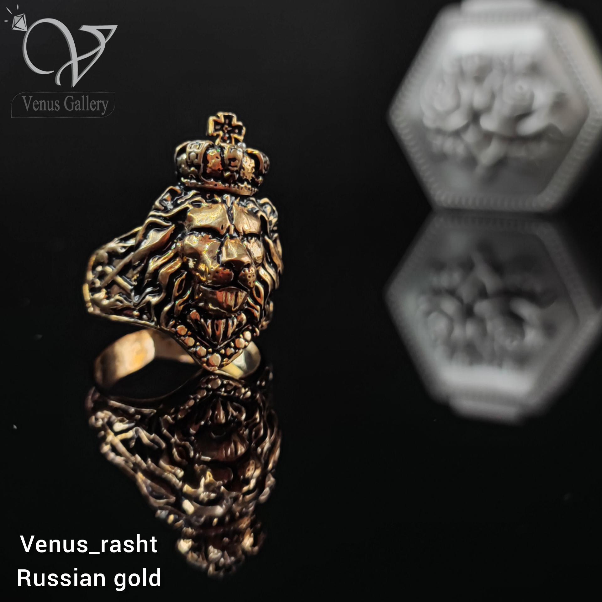 InShot_20230122_184858949.jpg انگشتر طلا روس مردانه سر شیر کد 1434 - Image 1